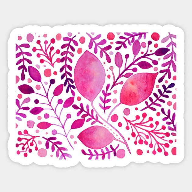 Pink and purple watercolor leaves Sticker by wackapacka